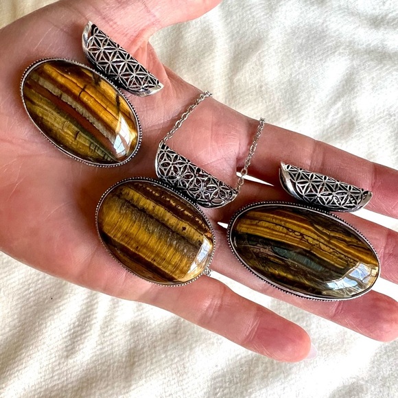 Jewelry - 925 You Choose! Sacred Geometry TIGERS EYE Necklace Pendant